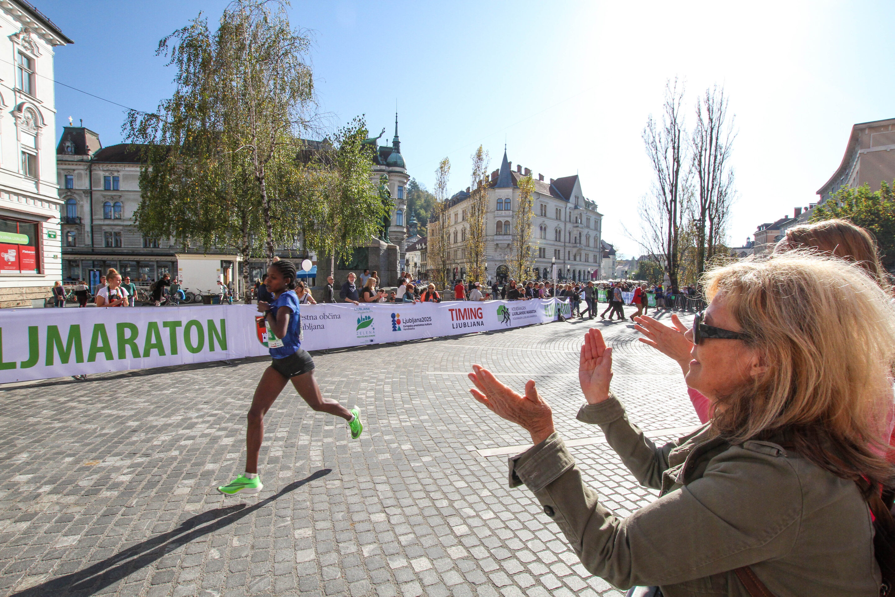 Female marathon runner competing